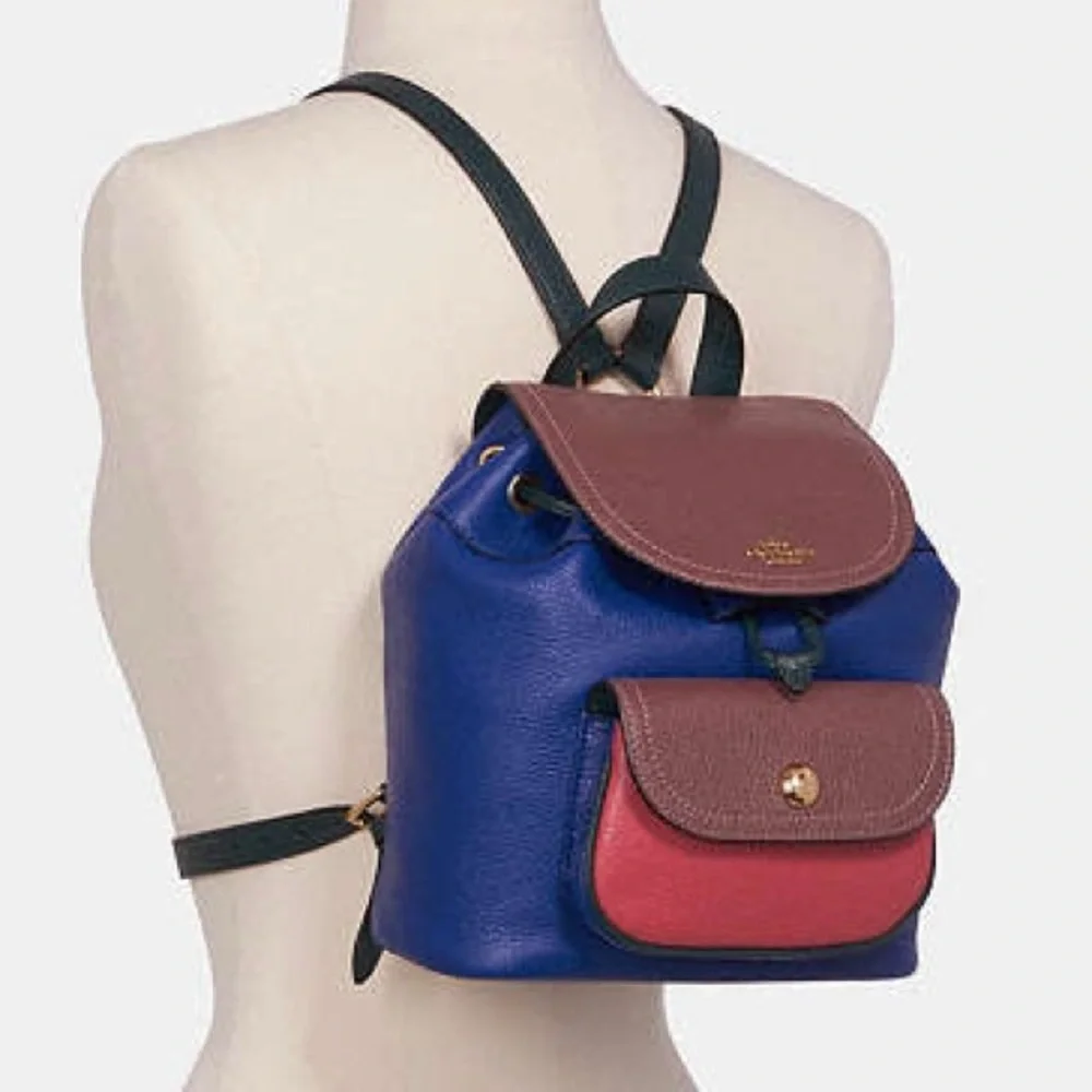 NWOT Coach Pennie Backpack 22” Colorblock Sport Blue Multi - Picture 4 of 13